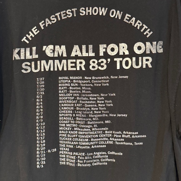 Black Metallica Kill Em’ All Tour shirt 1983. Graphic T-Shirt 2X - Picture 5 of 8